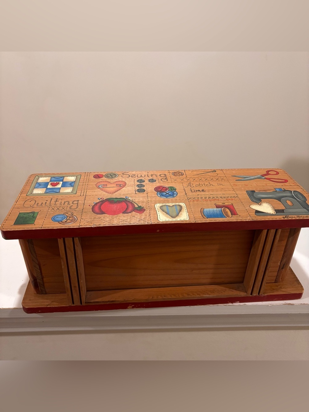 Dianna Mercum Sewing Notions Box: Painted Wooden Drawer
